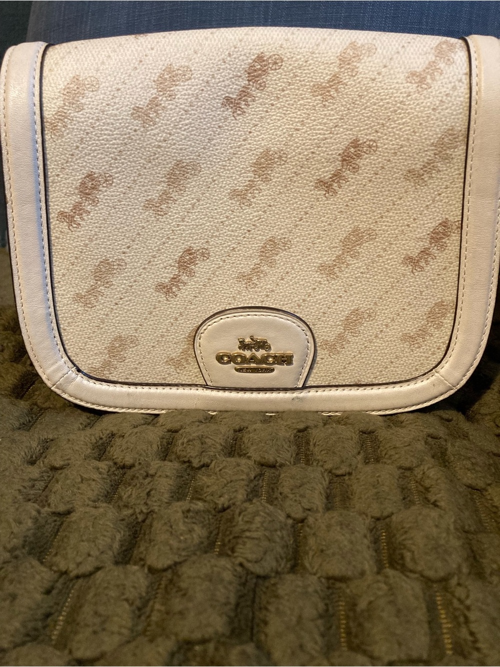 Coach Cream and Tan Signature Crossbody Bag